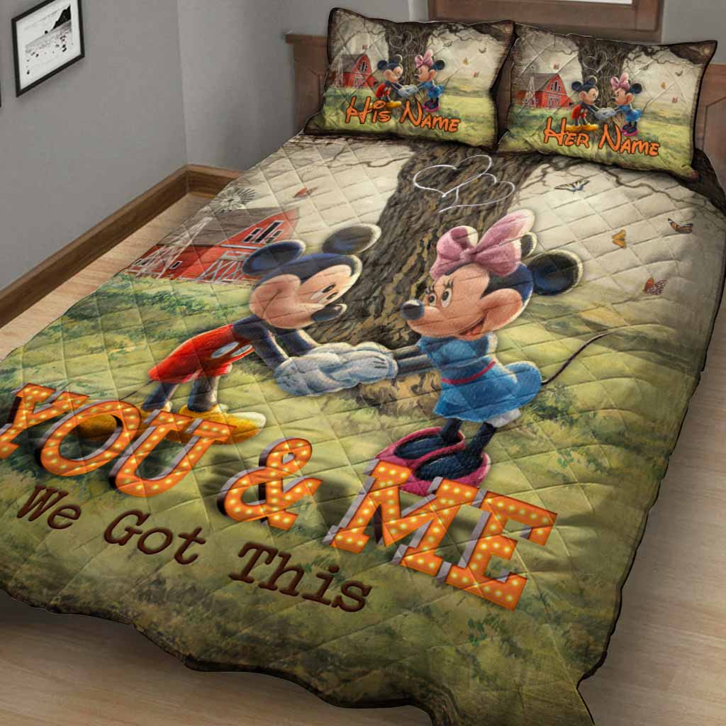Personalized Mickey Mouse Quilt Set Custom Names Unique Couple Gift Quilt Set GradoCreations