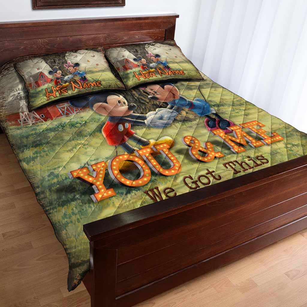 Personalized Mickey Mouse Quilt Set Custom Names Unique Couple Gift Quilt Set GradoCreations