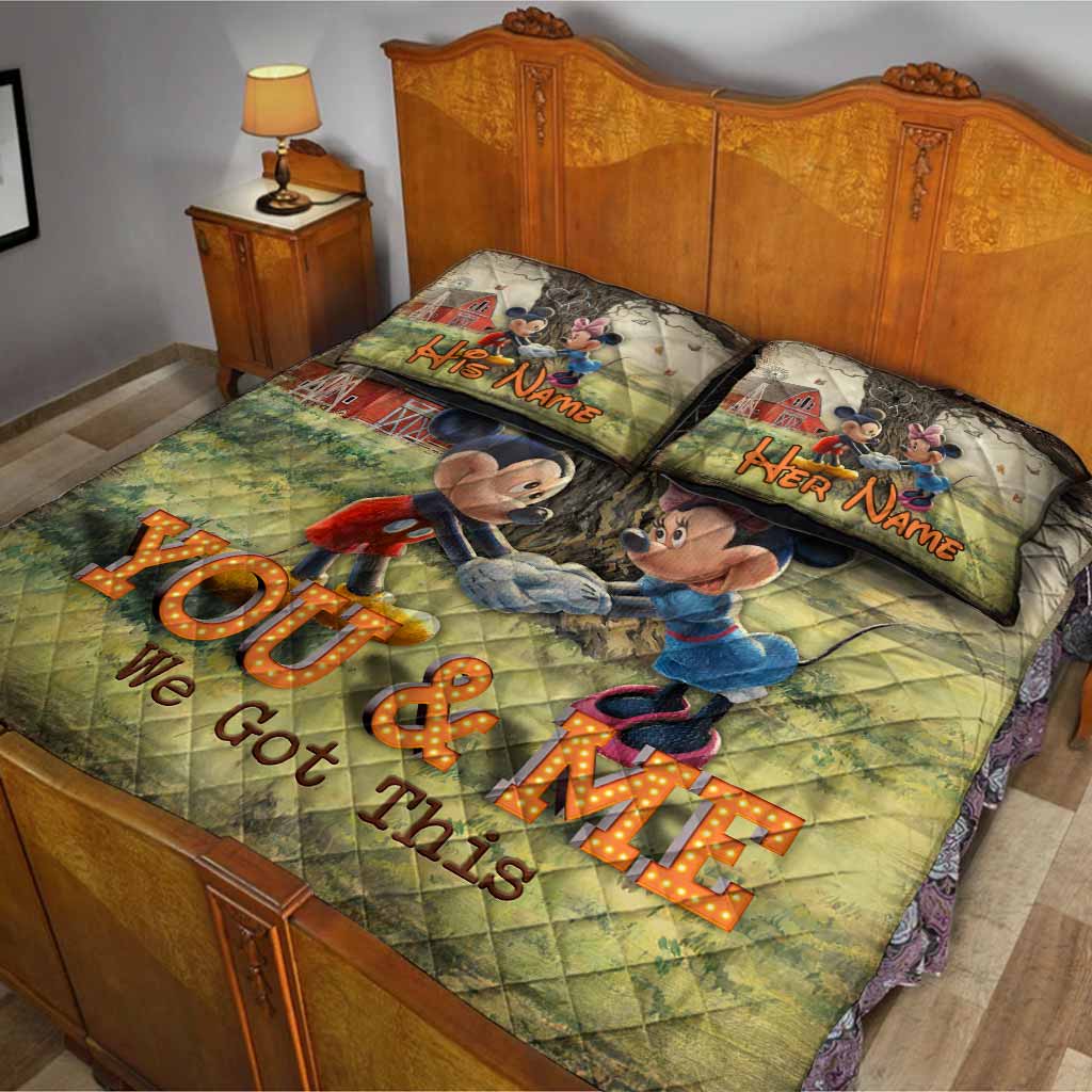 Personalized Mickey Mouse Quilt Set Custom Names Unique Couple Gift Quilt Set GradoCreations