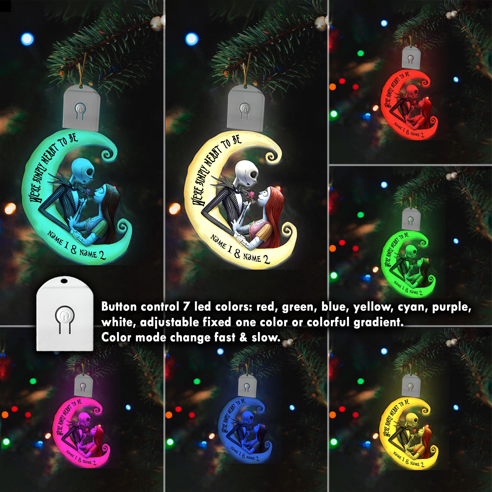 Personalized LED Acrylic Ornament for Couples Christmas Gift Led Acrylic Ornament GradoCreations