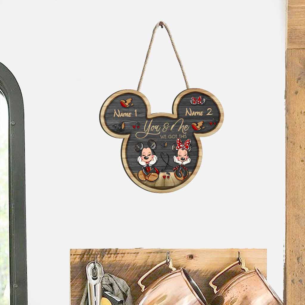 Personalized Mickey Mouse Wood Sign Custom Couple Gift for Wedding Anniversary Wood Sign GradoCreations