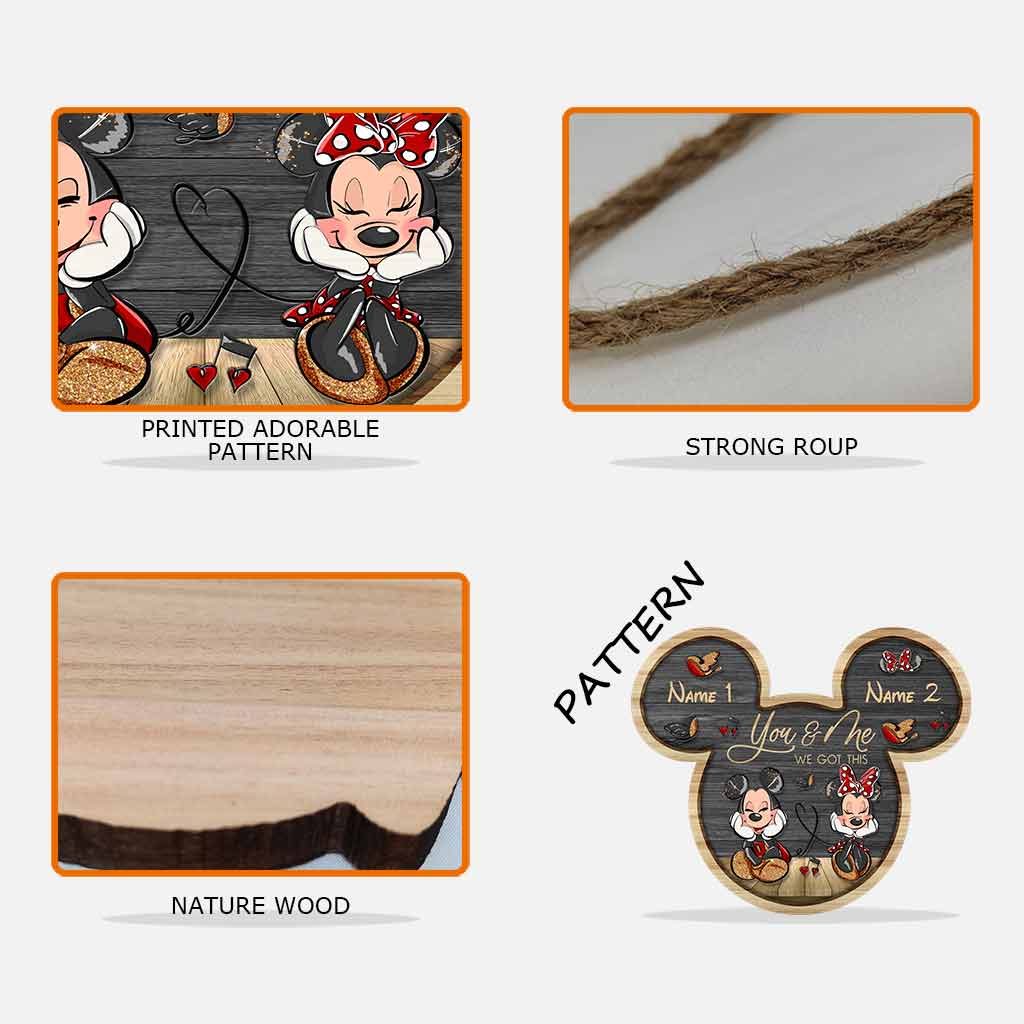 Personalized Mickey Mouse Wood Sign Custom Couple Gift for Wedding Anniversary Wood Sign GradoCreations