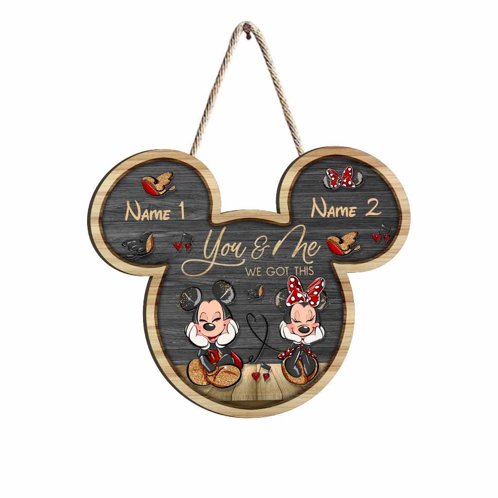 Personalized Mickey Mouse Wood Sign Custom Couple Gift for Wedding Anniversary Wood Sign GradoCreations