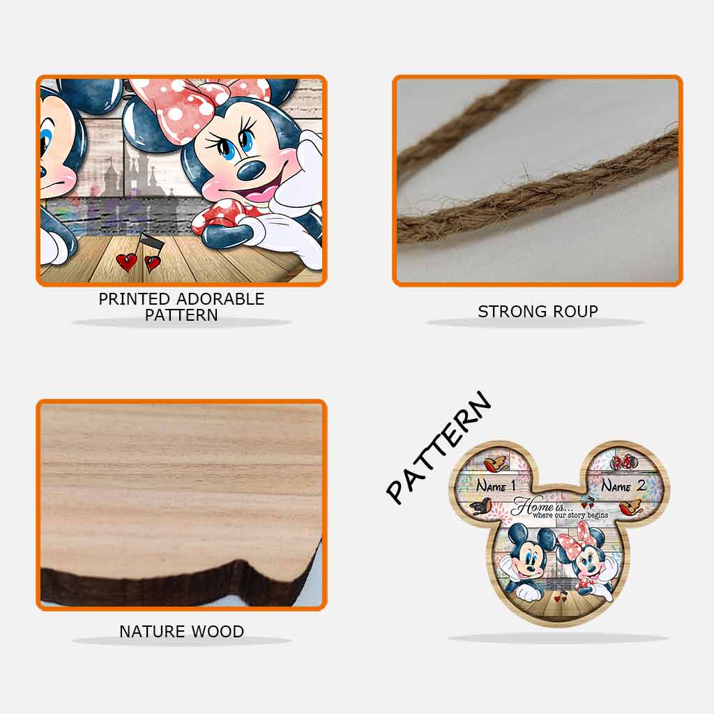 Personalized Mickey Mouse Wooden Sign Custom Names Gift for Couples Wood Sign GradoCreations