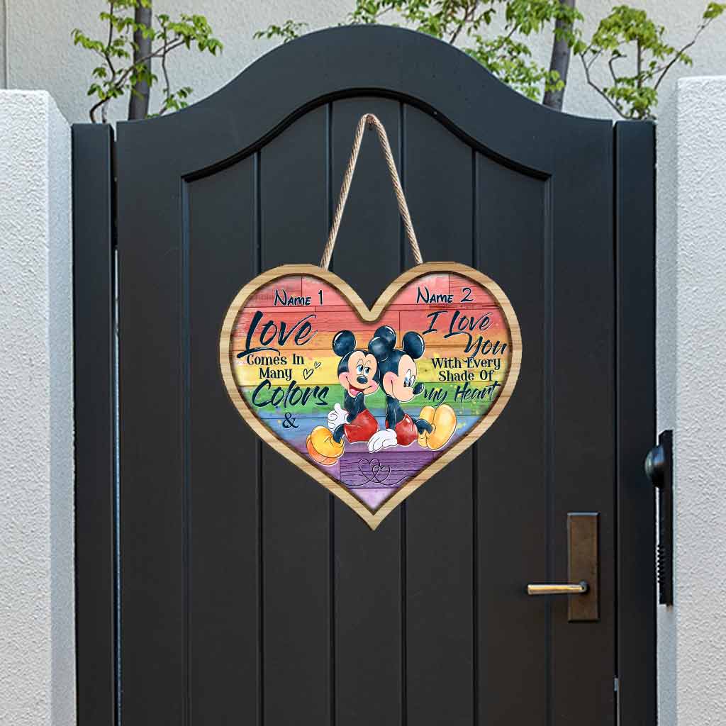 Personalized LGBT Support Wood Sign with Custom Names - Heart Design Wood Sign GradoCreations