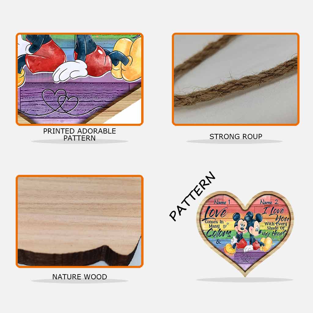 Personalized LGBT Support Wood Sign with Custom Names - Heart Design Wood Sign GradoCreations