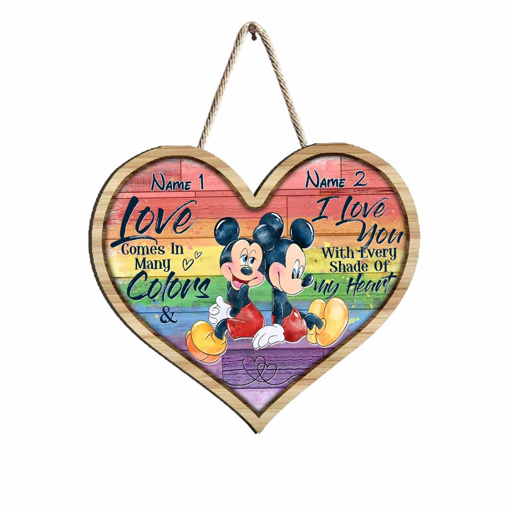 Personalized LGBT Support Wood Sign with Custom Names - Heart Design Wood Sign GradoCreations