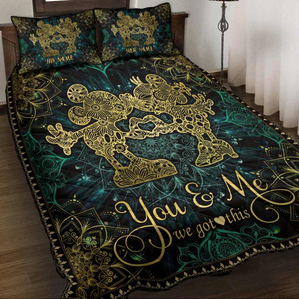 Personalized Mouse Ears Quilt Set for Couples – Custom Name Gift Quilt Set GradoCreations