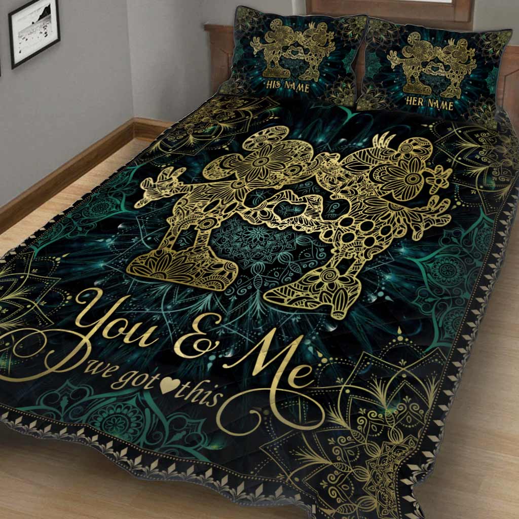 Personalized Mouse Ears Quilt Set for Couples – Custom Name Gift Quilt Set GradoCreations