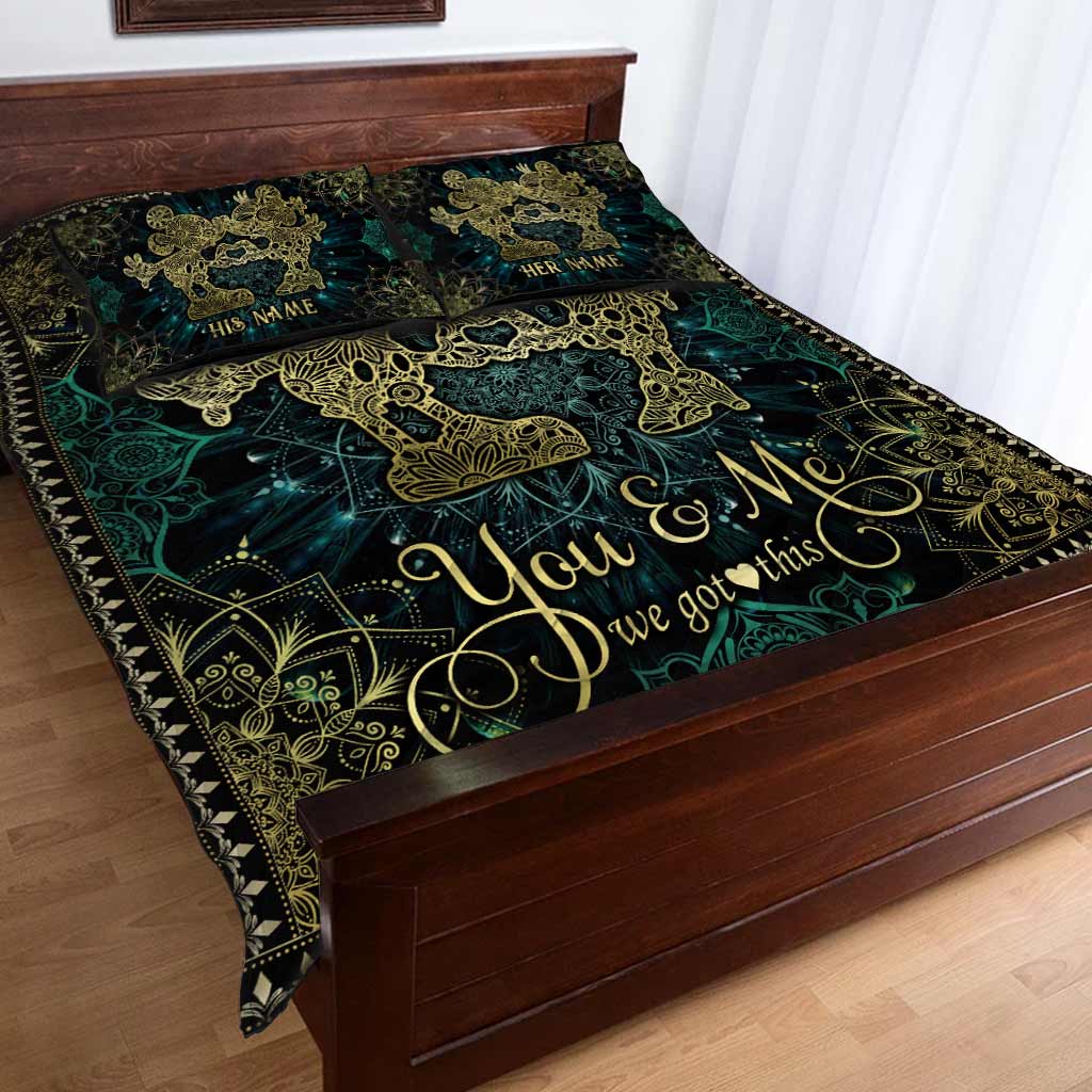 Personalized Mouse Ears Quilt Set for Couples – Custom Name Gift Quilt Set GradoCreations