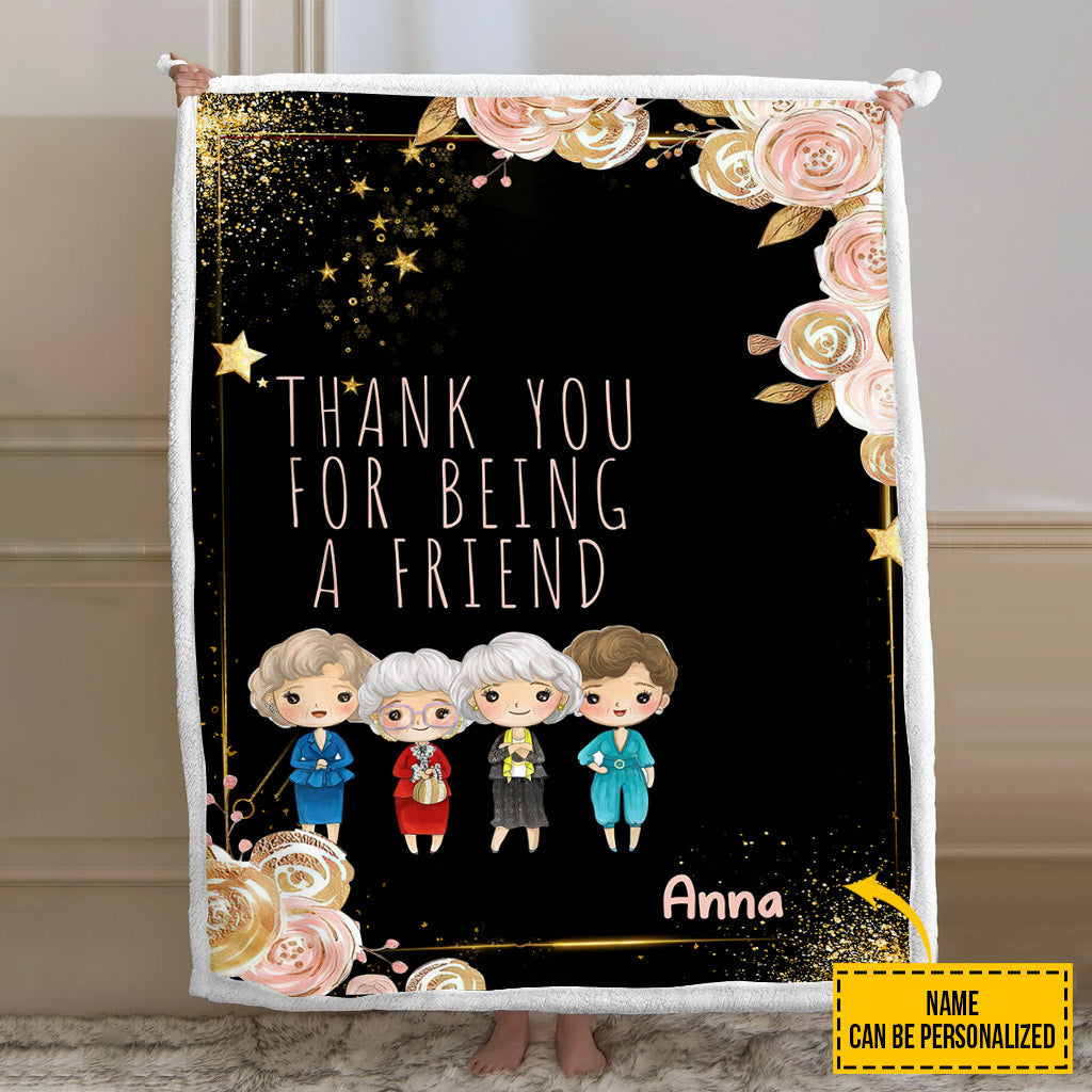 Personalized Thank You For Being A Friend Blanket with Name Blanket GradoCreations