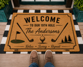 Personalized Golf Welcome Doormat Custom Family Name Gift HN590 - Doormat GradoCreations