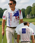 Personalized Patriotic Golf Polo Shirt USA Flag Gift for Dad HN590 - Men's Polo Shirt GradoCreations
