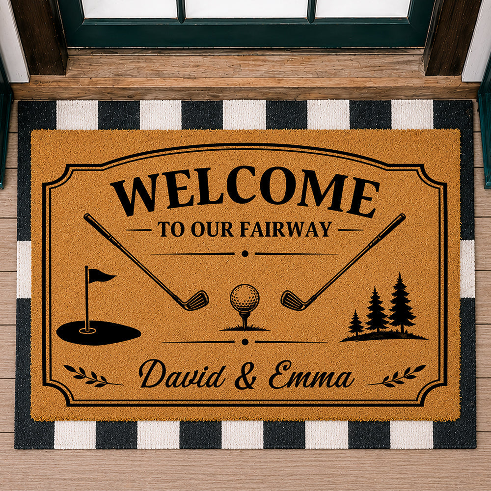 Personalized Golf Doormat Custom Family Name Welcome Gift HN590 - Doormat GradoCreations