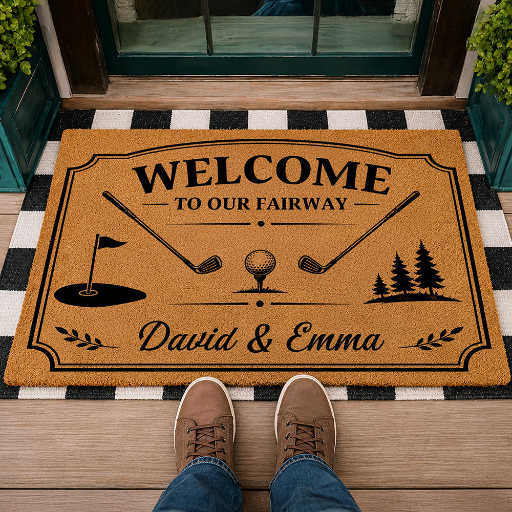 Personalized Golf Doormat Custom Family Name Welcome Gift HN590 - Doormat GradoCreations
