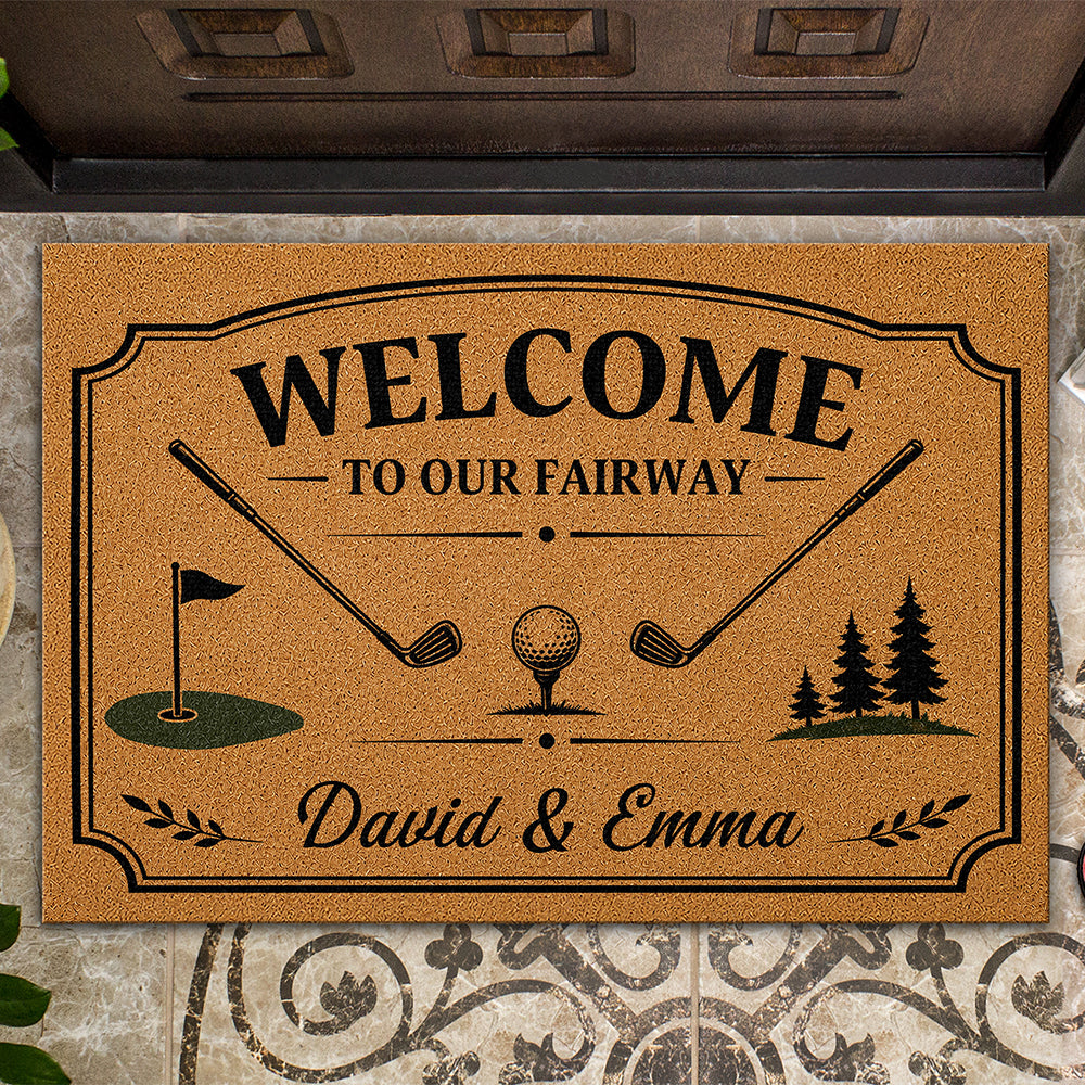 Personalized Golf Doormat Custom Family Name Welcome Gift HN590 - Doormat GradoCreations