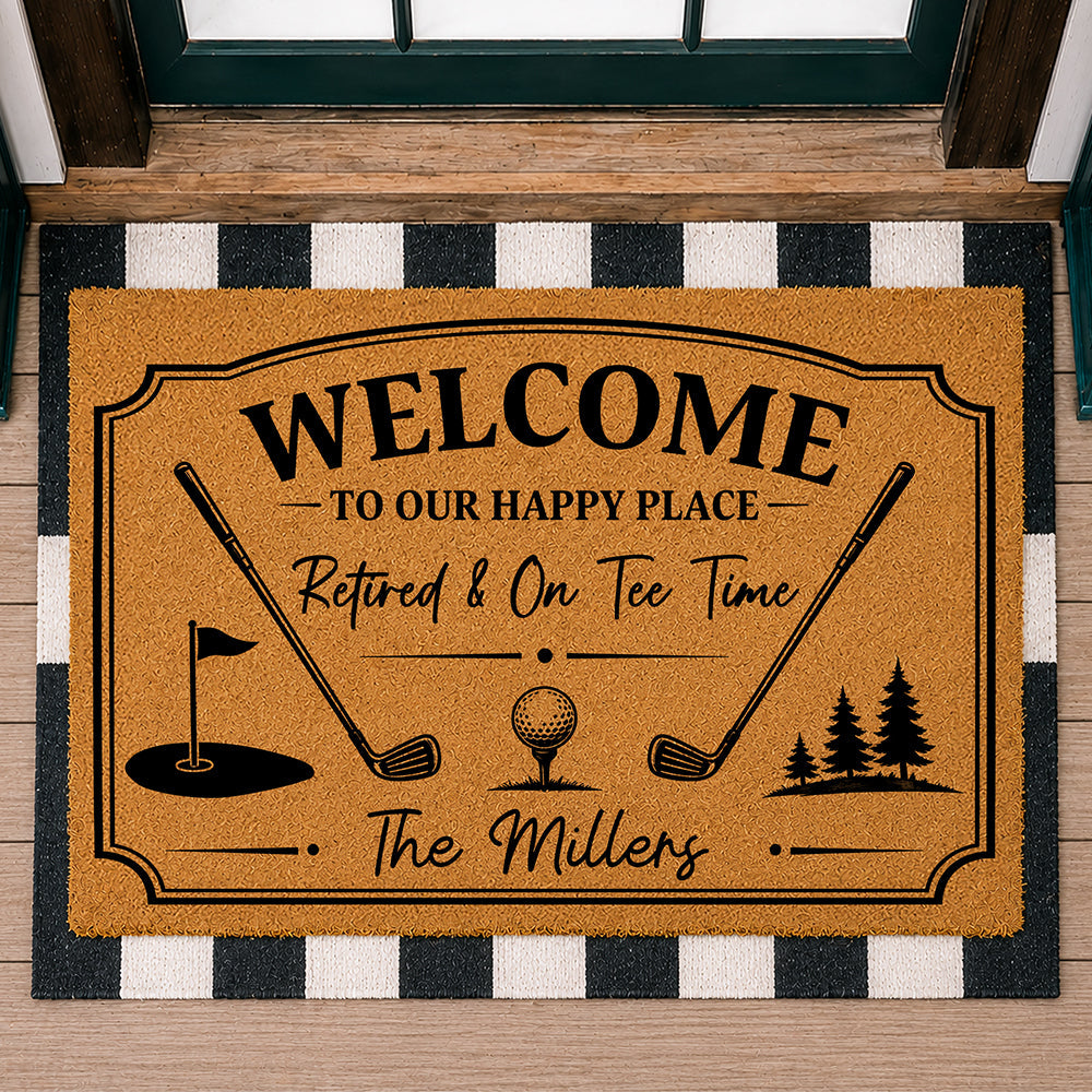 Personalized Golf Lover Doormat Custom Family Name Gift HN590 - Doormat GradoCreations