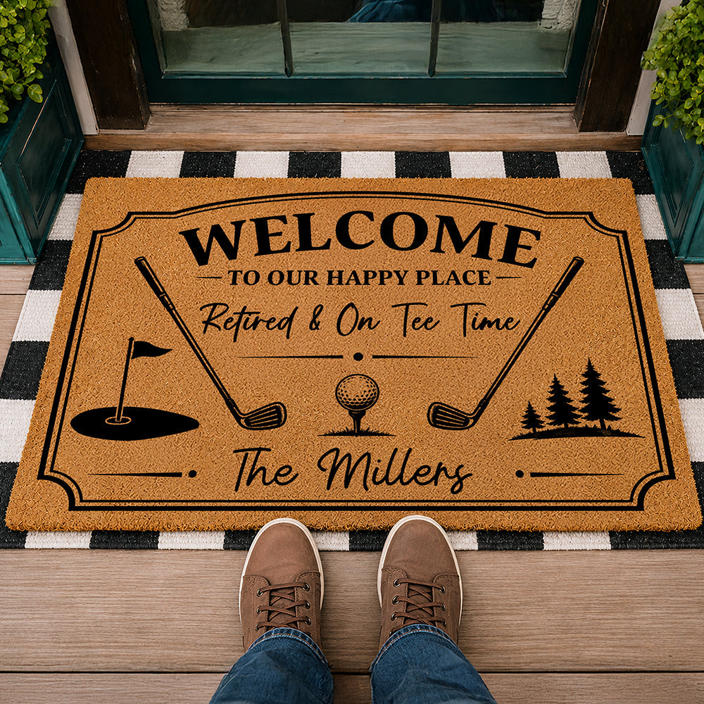 Personalized Golf Lover Doormat Custom Family Name Gift HN590 - Doormat GradoCreations