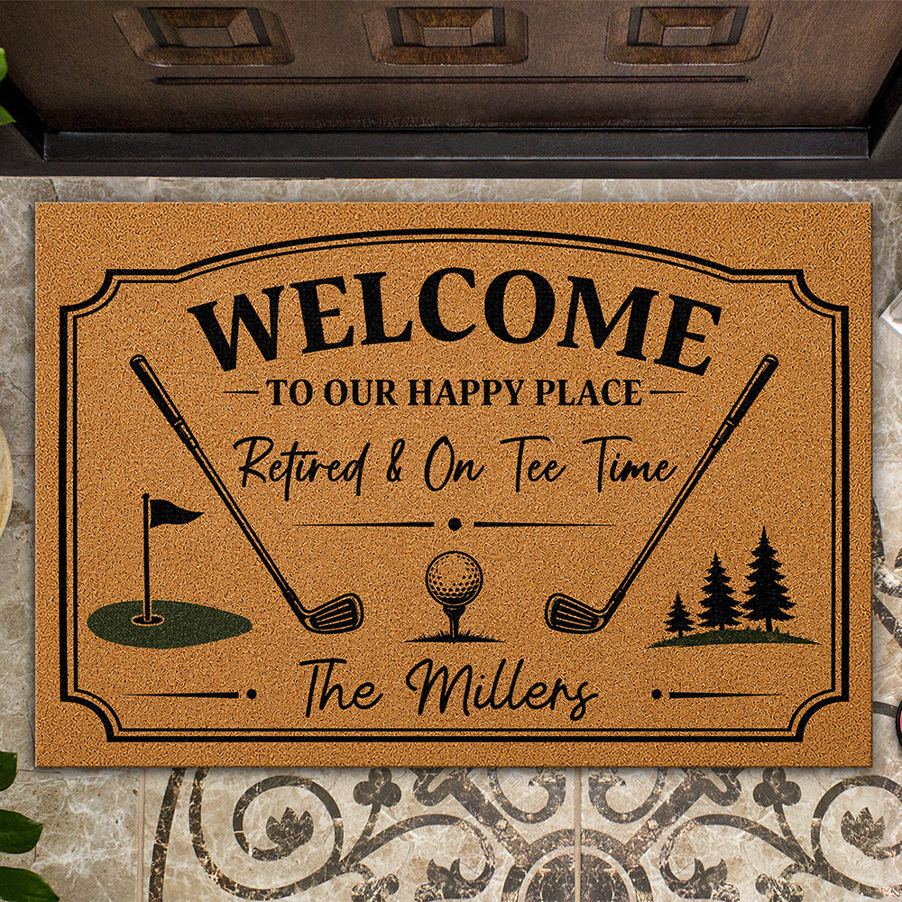 Personalized Golf Lover Doormat Custom Family Name Gift HN590 - Doormat GradoCreations