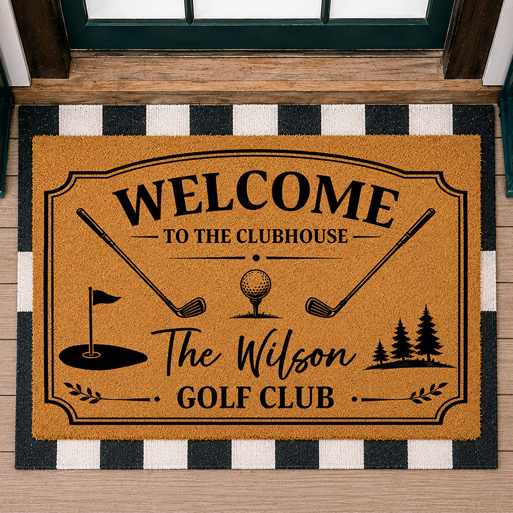 Personalized Golf Doormat Custom Family Name Golf Club Gift HN590 - Doormat GradoCreations