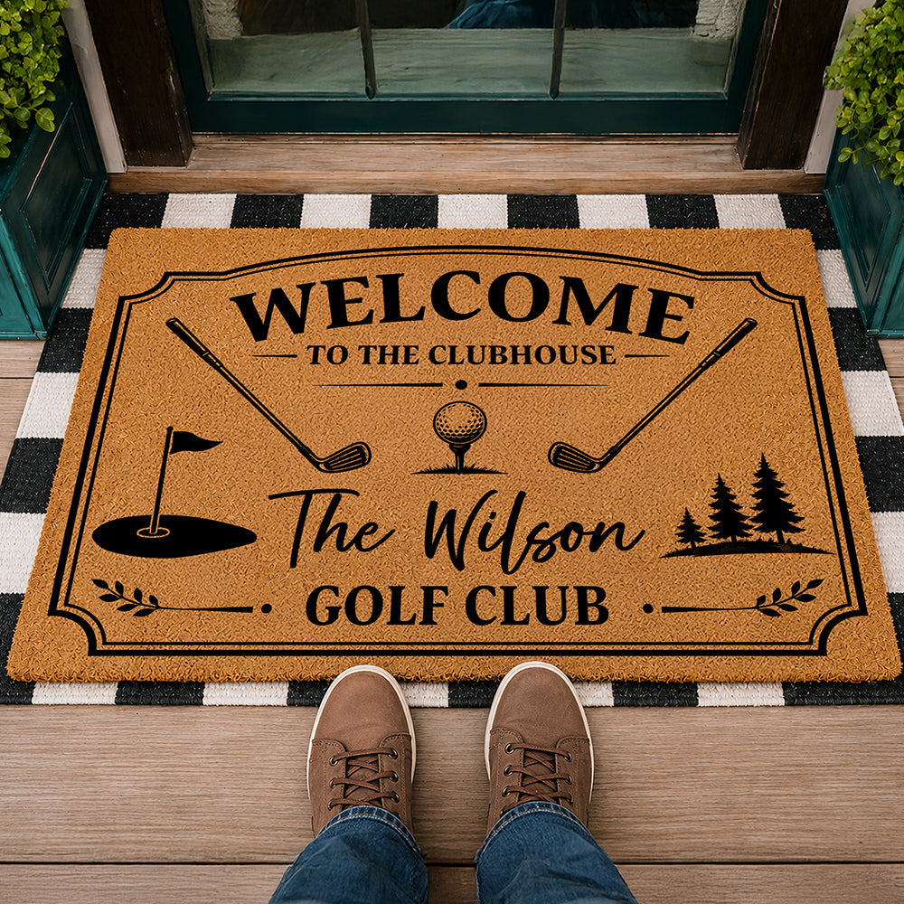 Personalized Golf Doormat Custom Family Name Golf Club Gift HN590 - Doormat GradoCreations