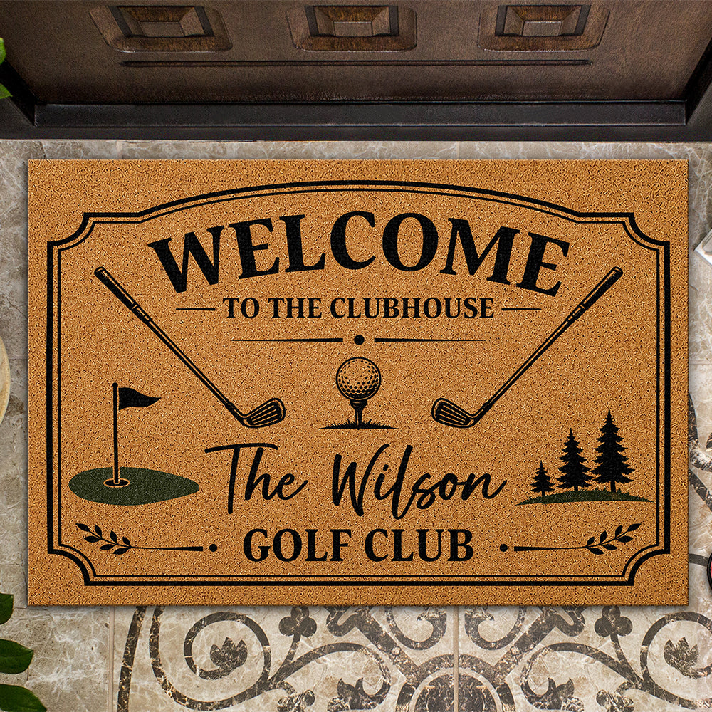 Personalized Golf Doormat Custom Family Name Golf Club Gift HN590 - Doormat GradoCreations
