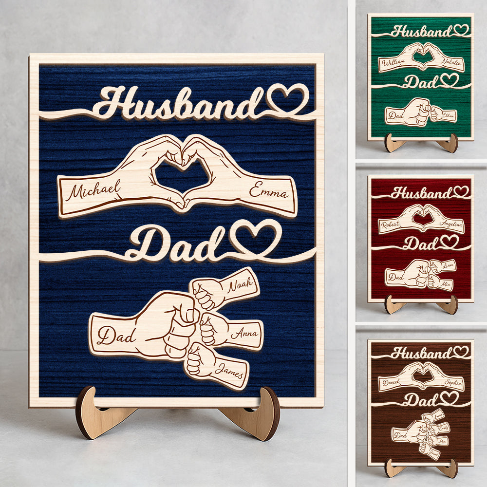Personalized Wooden Plaque Gift for Dad Husband Custom Name HN590 - 2-Layered Wooden Plaque With Stand GradoCreations