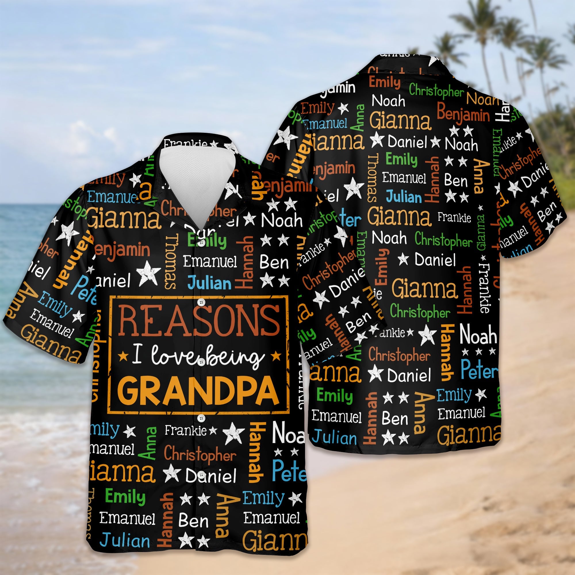 Personalized Hawaiian Shirt for Grandpa with Kids Names Gift HN590 - AOP Hawai Shirt GradoCreations