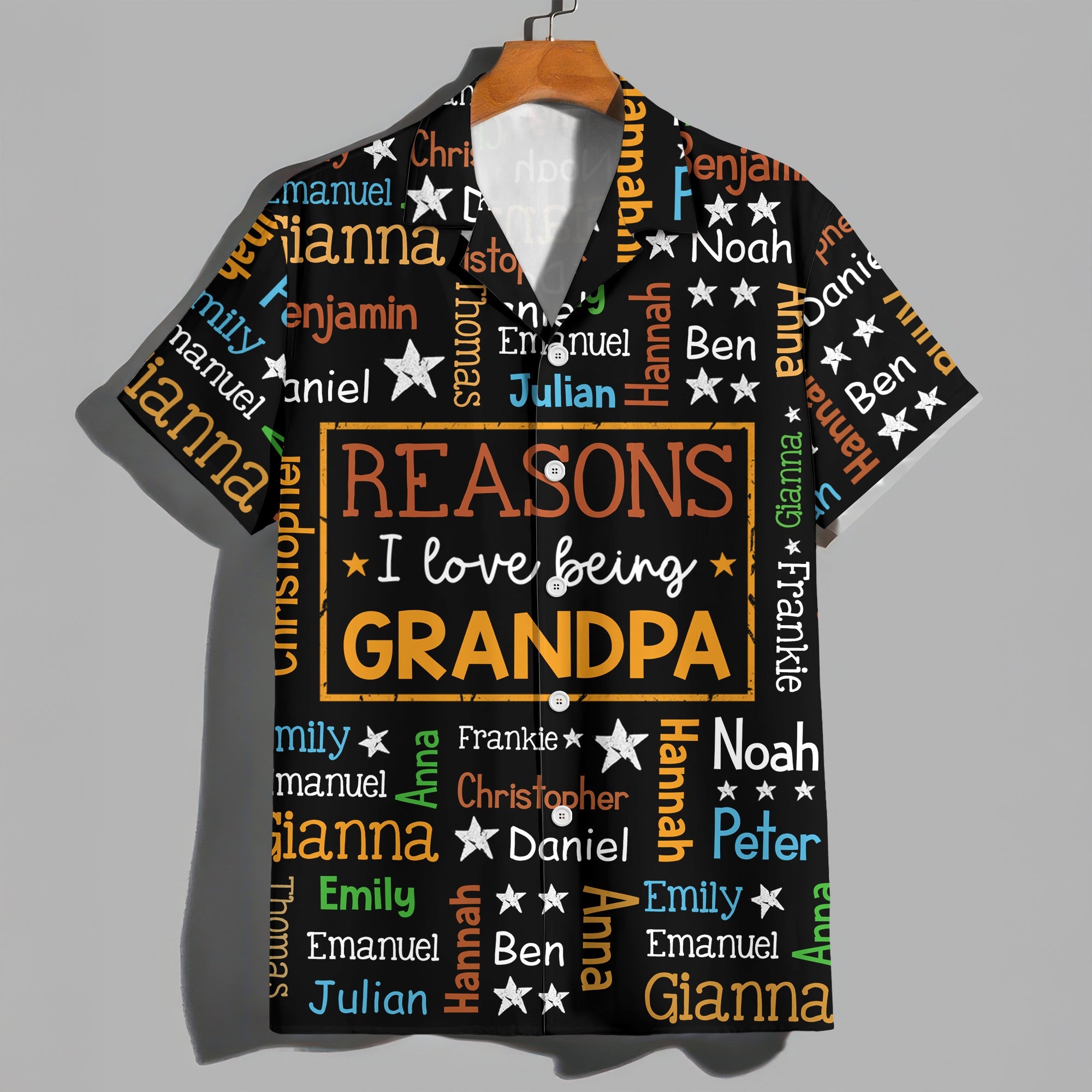Personalized Hawaiian Shirt for Grandpa with Kids Names Gift HN590 - AOP Hawai Shirt GradoCreations