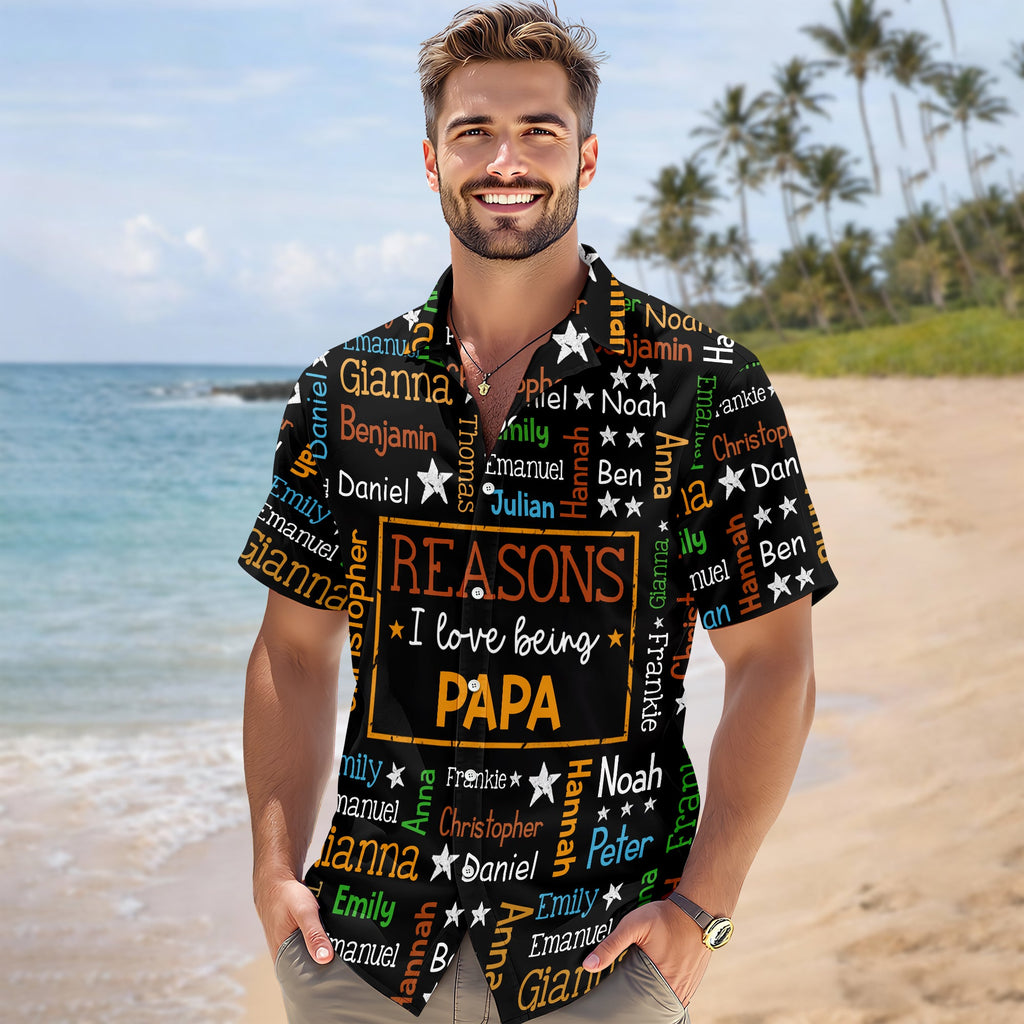 Personalized Hawaiian Shirt for Grandpa with Kids Names Gift HN590 - AOP Hawai Shirt GradoCreations