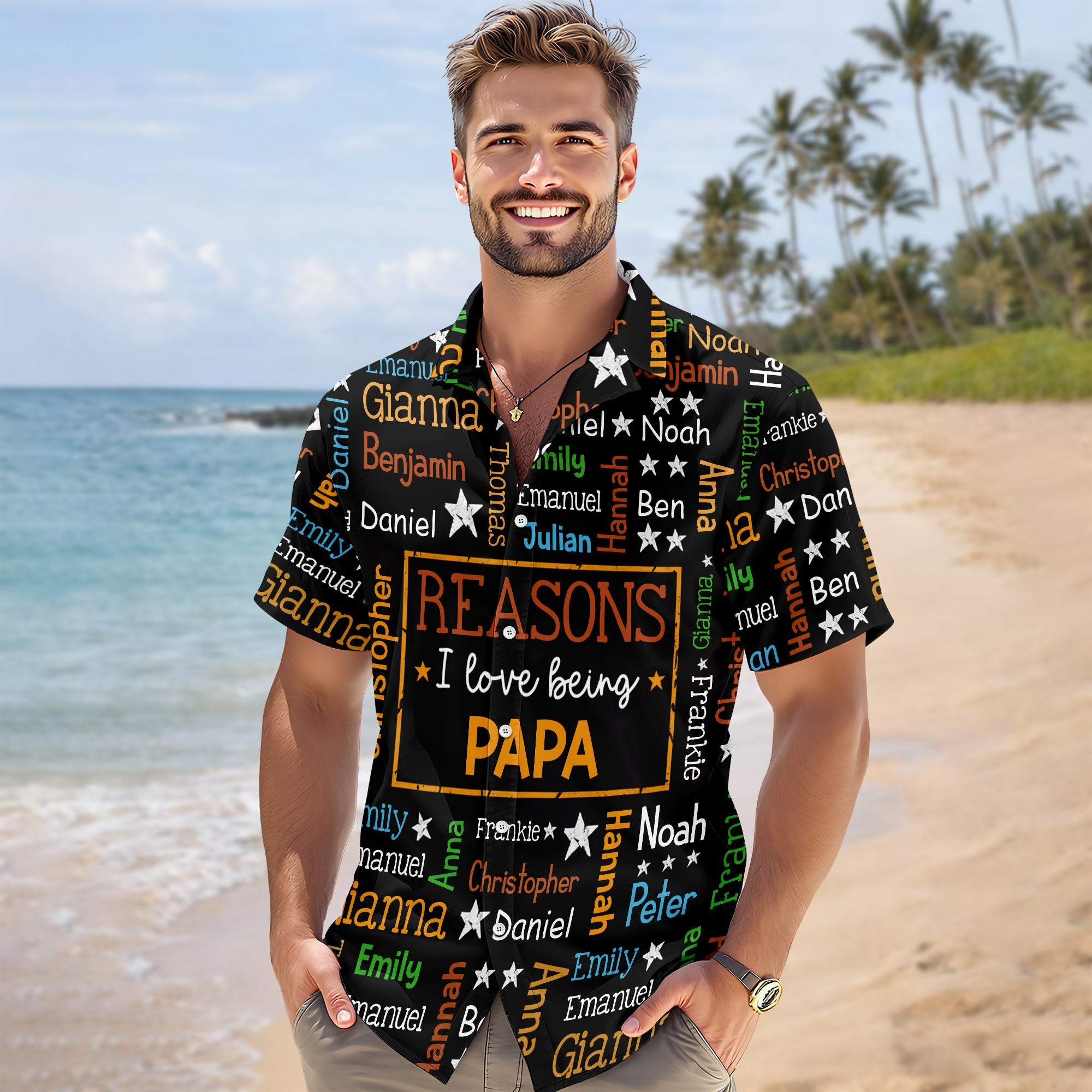 Personalized Hawaiian Shirt for Grandpa with Kids Names Gift HN590 - AOP Hawai Shirt GradoCreations