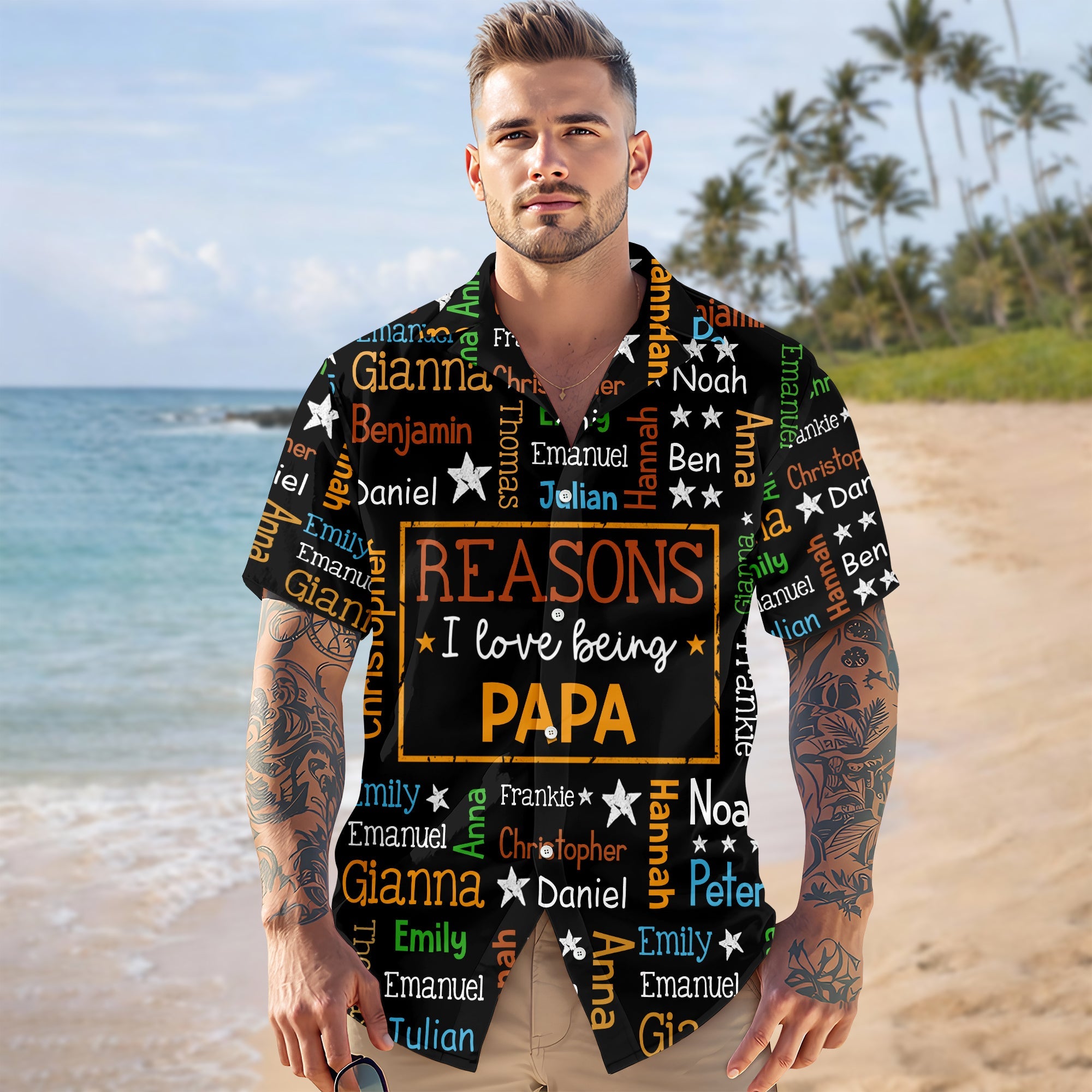 Personalized Hawaiian Shirt for Grandpa with Kids Names Gift HN590 - AOP Hawai Shirt GradoCreations