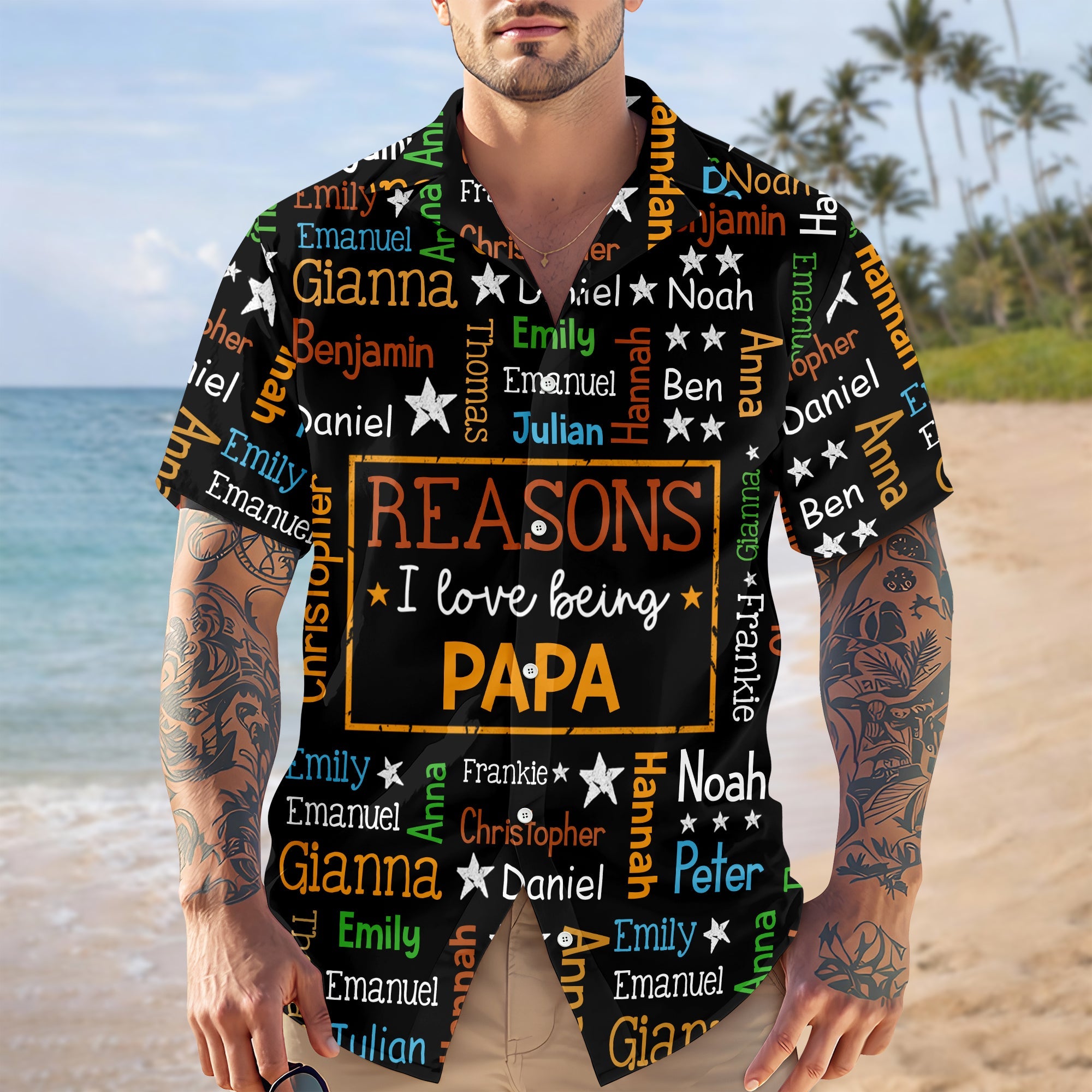 Personalized Hawaiian Shirt for Grandpa with Kids Names Gift HN590 - AOP Hawai Shirt GradoCreations