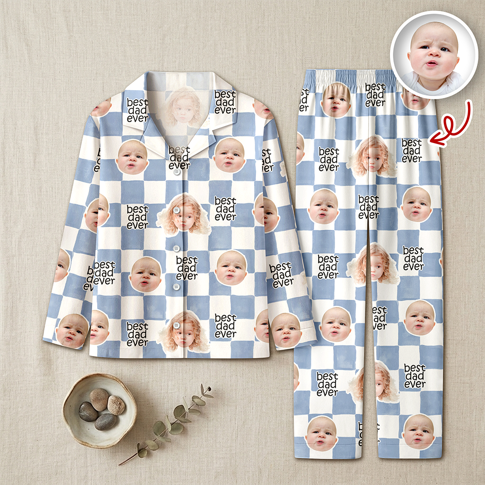 Personalized Baby Face Retro Pajamas Gift for Dad/Mom HN590 - Pajamas FIX GradoCreations