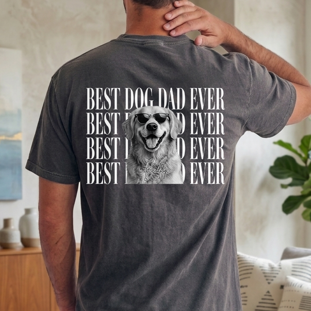 Personalized Photo Comfort Shirt Best Dog/Cat Dad Gift Comfort Shirt Back GradoCreations