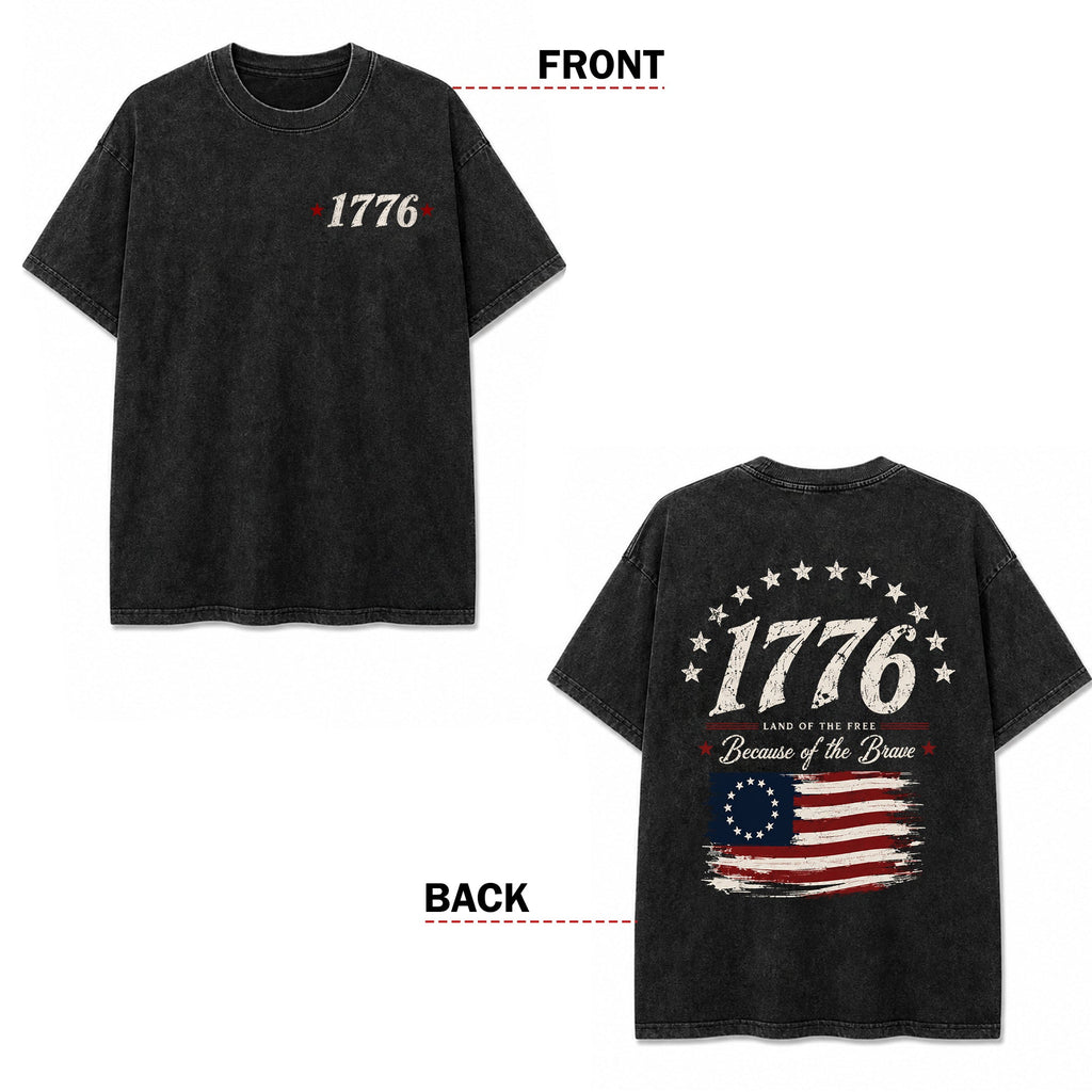 Personalized Vintage USA Flag Comfort Shirt Gift for Dad Back&Front Comfort Shirt GradoCreations