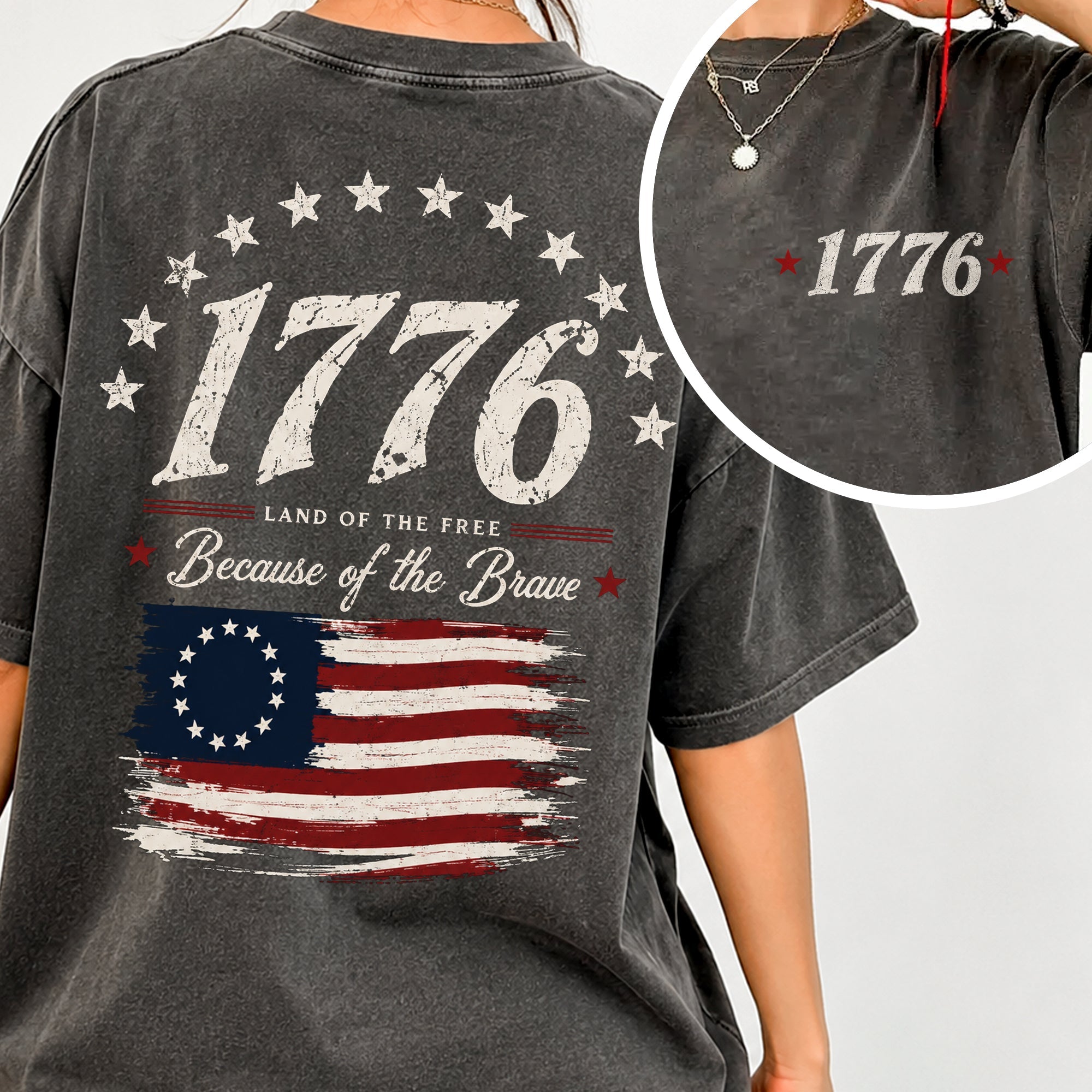 Personalized Vintage USA Flag Comfort Shirt Gift for Dad Back&Front Comfort Shirt GradoCreations