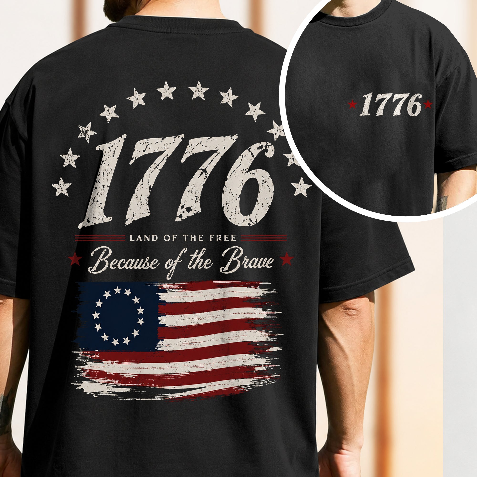 Personalized Vintage USA Flag Comfort Shirt Gift for Dad Back&Front Comfort Shirt GradoCreations
