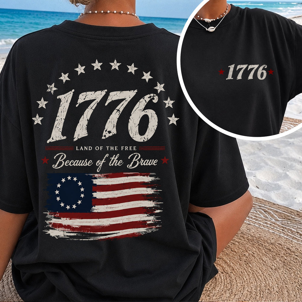 Personalized Vintage USA Flag Comfort Shirt Gift for Dad Back&Front Comfort Shirt GradoCreations