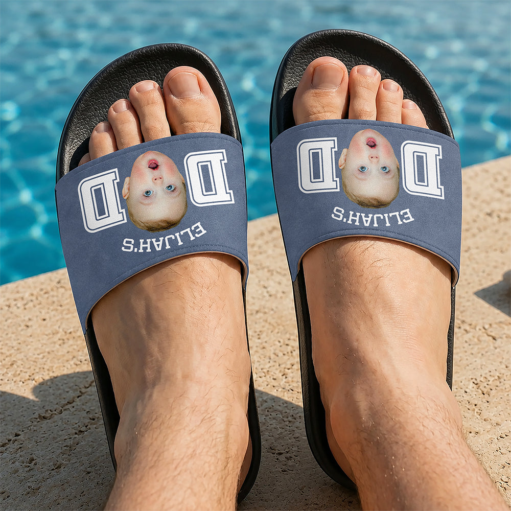 Personalized Kid Photo Slide Sandals Unique Gift for Dad HN590 - Slide Sandals GradoCreations