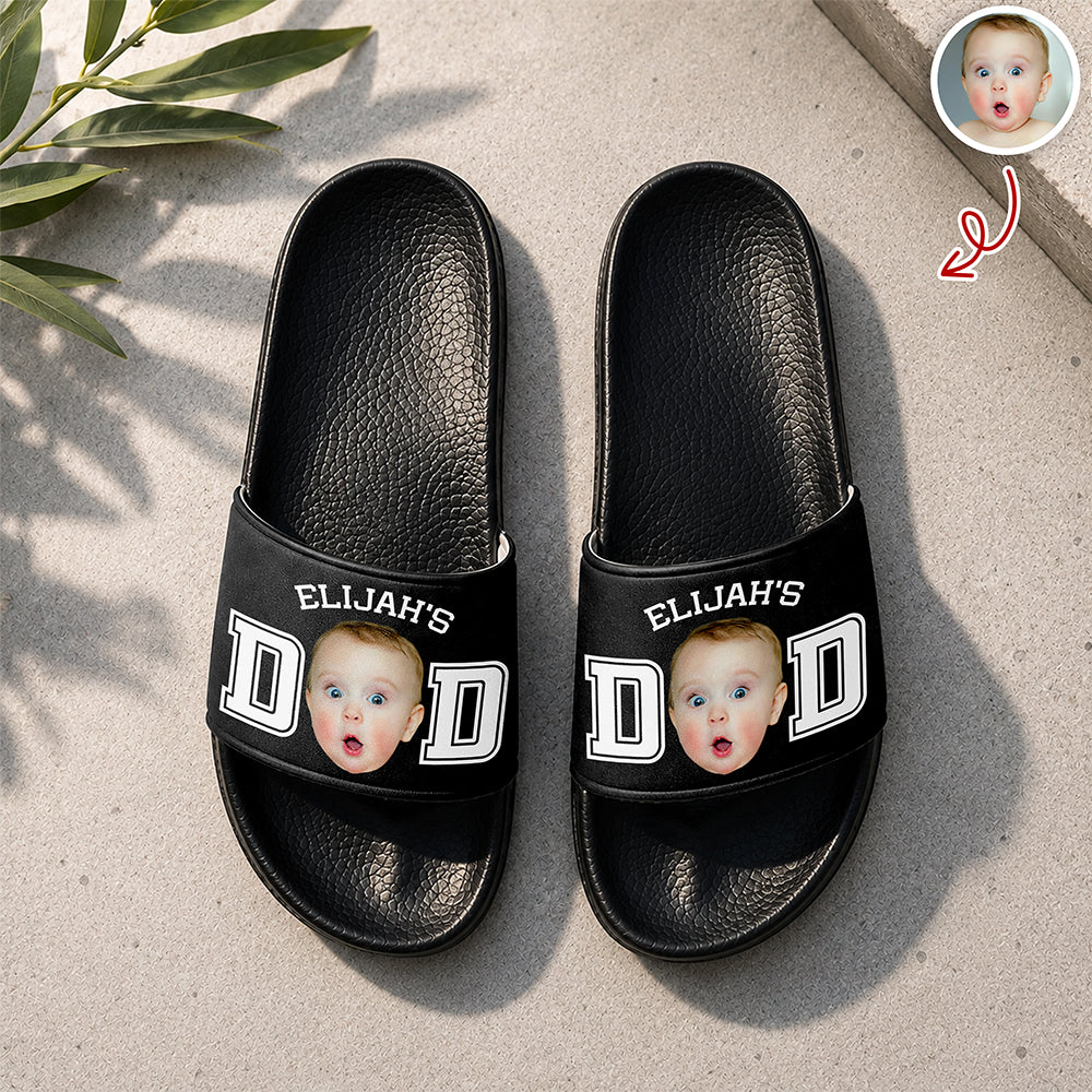 Personalized Kid Photo Slide Sandals Unique Gift for Dad HN590 - Slide Sandals GradoCreations