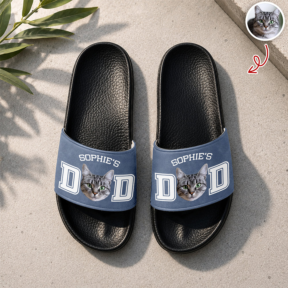 Personalized Cat Photo Slide Sandals Custom Gift for Cat Lovers HN590 - Slide Sandals GradoCreations