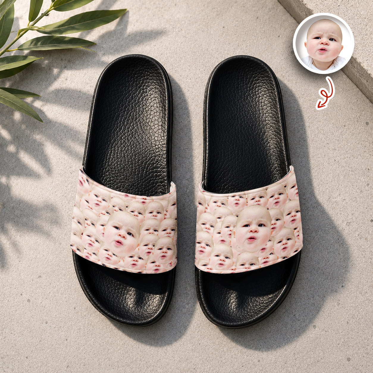 Personalized Kid Face Slide Sandals Gift for Dad or Mom HN590 - Slide Sandals GradoCreations