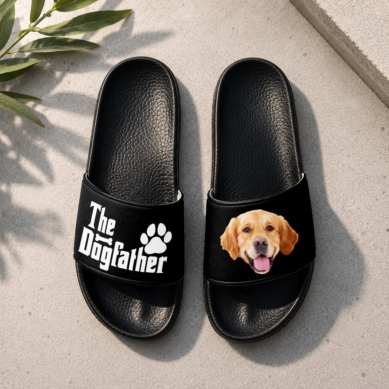 Personalized Dog Photo Slide Sandals Custom Gift for Dog Dad HN590 - Slide Sandals GradoCreations