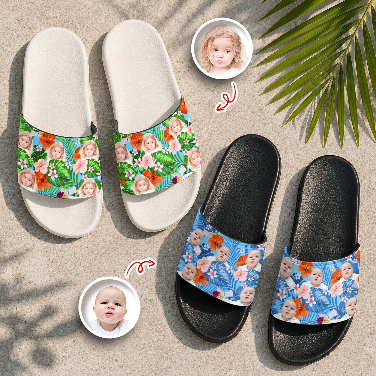 Personalized Photo Slide Sandals Custom Face Gift for Dog Lovers HN590 - Slide Sandals GradoCreations
