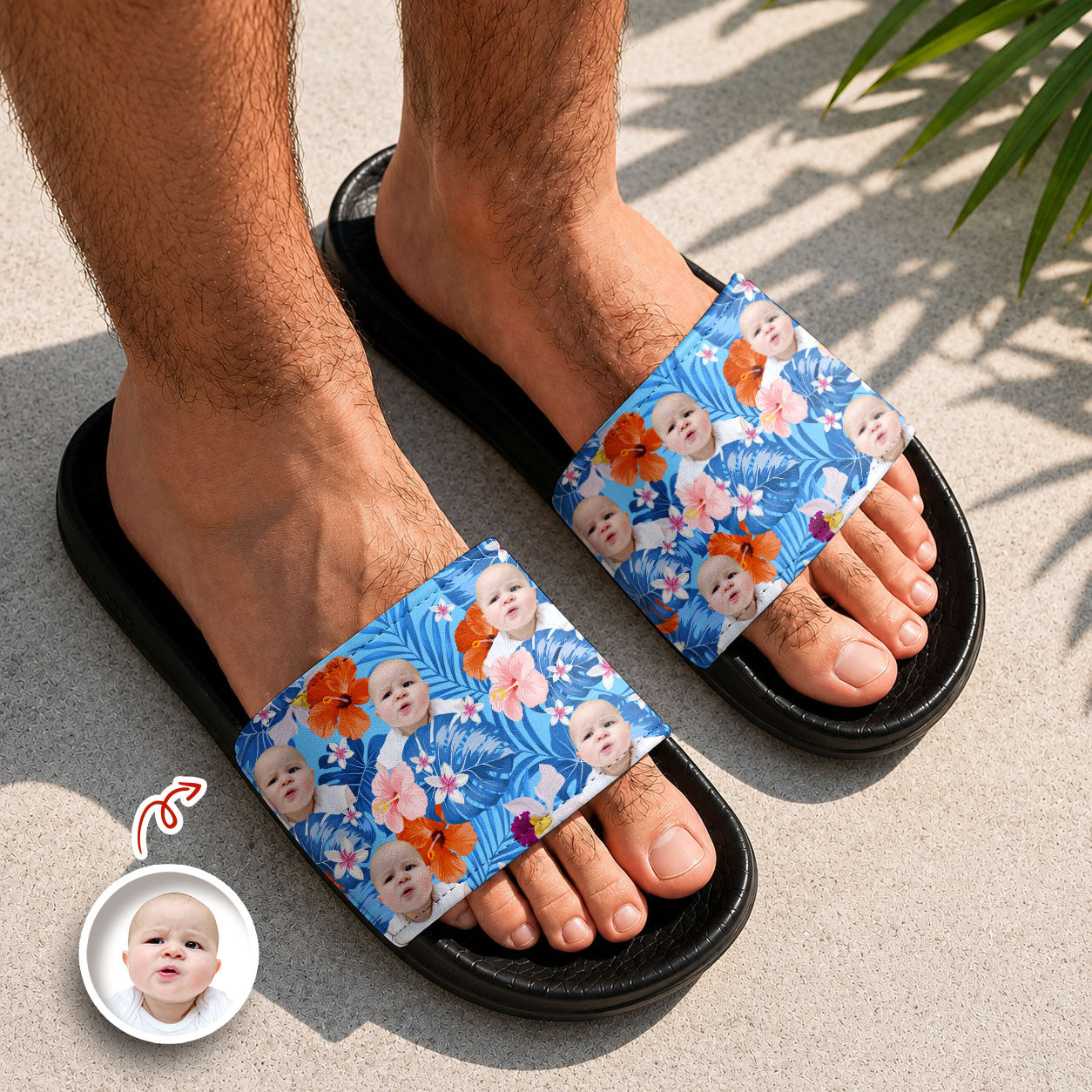 Personalized Photo Slide Sandals Custom Face Gift for Dog Lovers HN590 - Slide Sandals GradoCreations