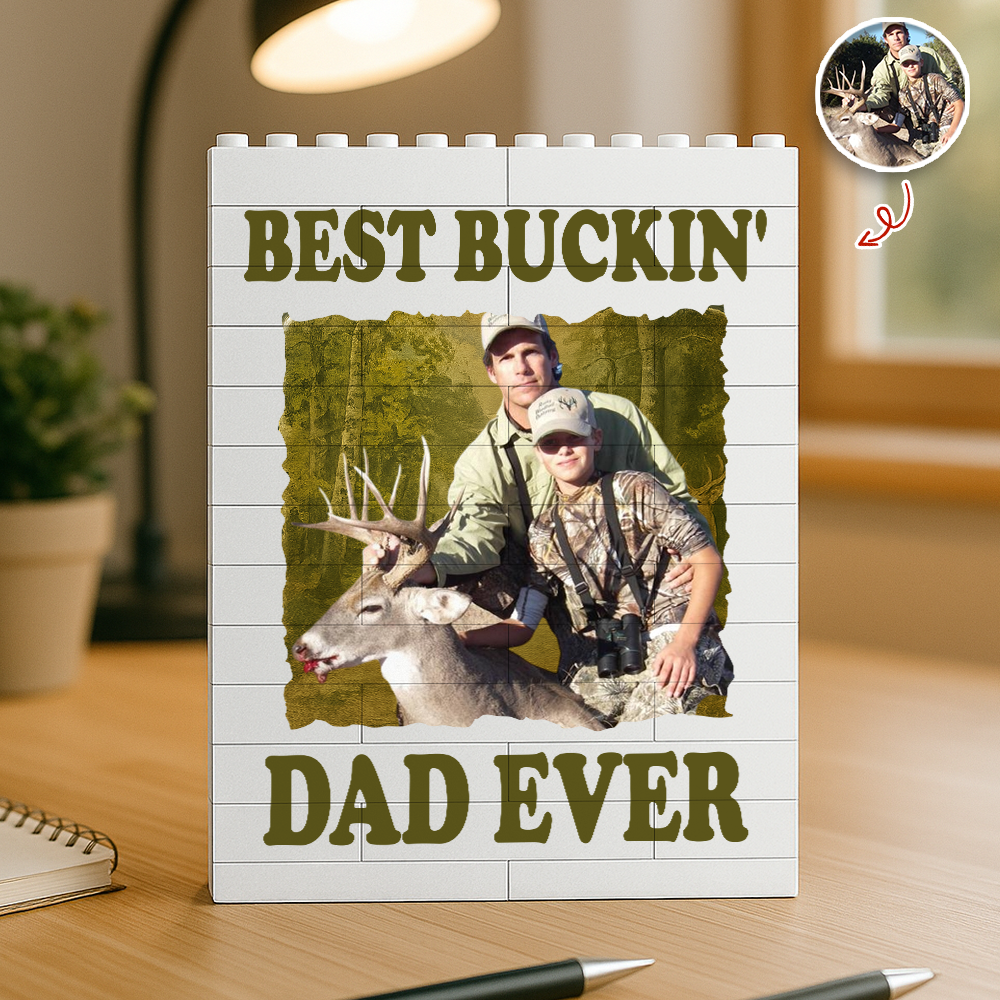 Custom Photo Building Blocks Gift for Dad Fishing Hunter HN590 - Building Blocks GradoCreations