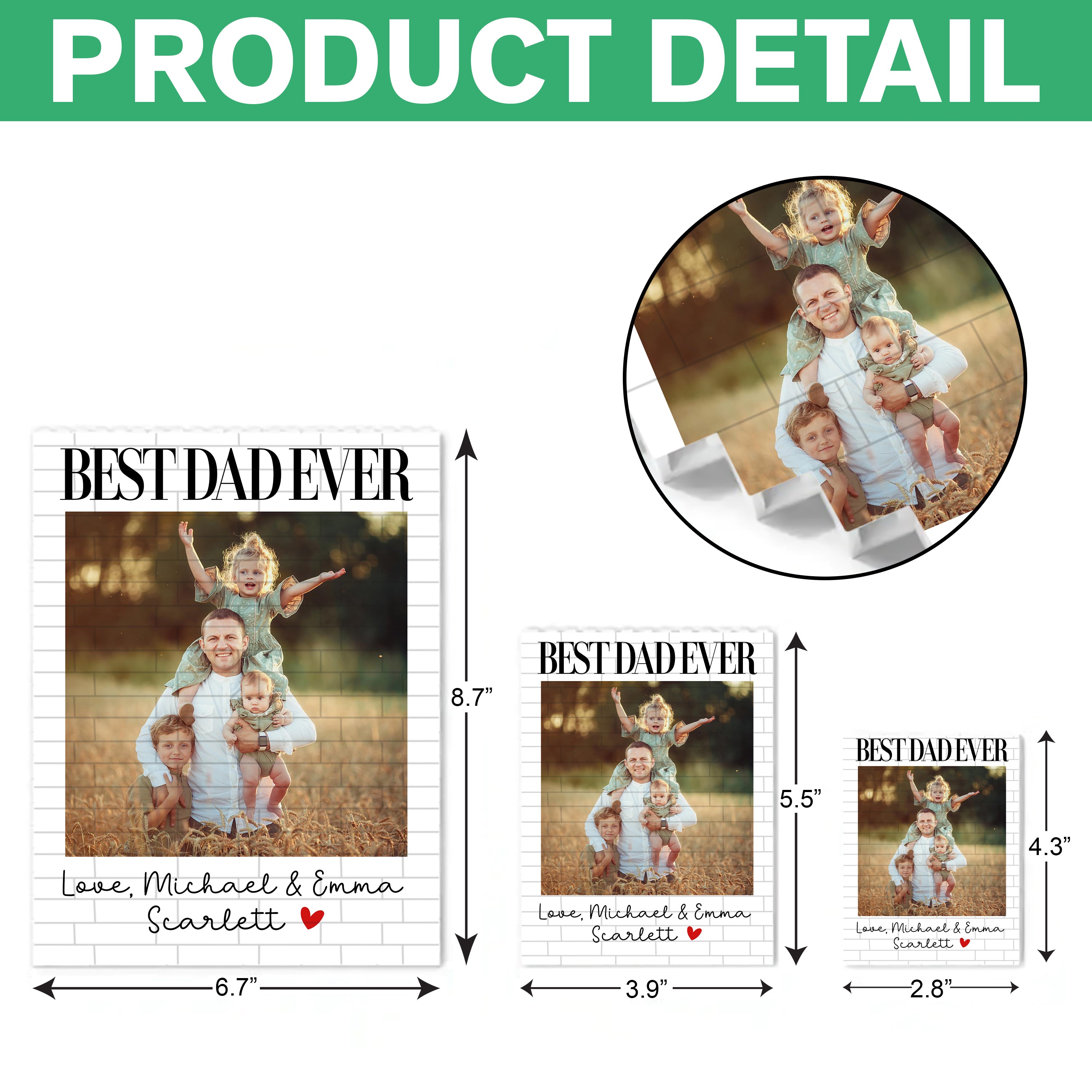 Personalized Building Blocks Photo Gift for Dad from Kids HN590 - Building Blocks fix GradoCreations