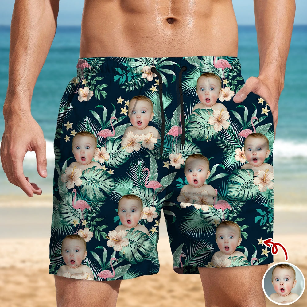 Personalized Photo Beach Shorts Custom Vacation Gift for Dad HN590 - Beach-Shorts GradoCreations