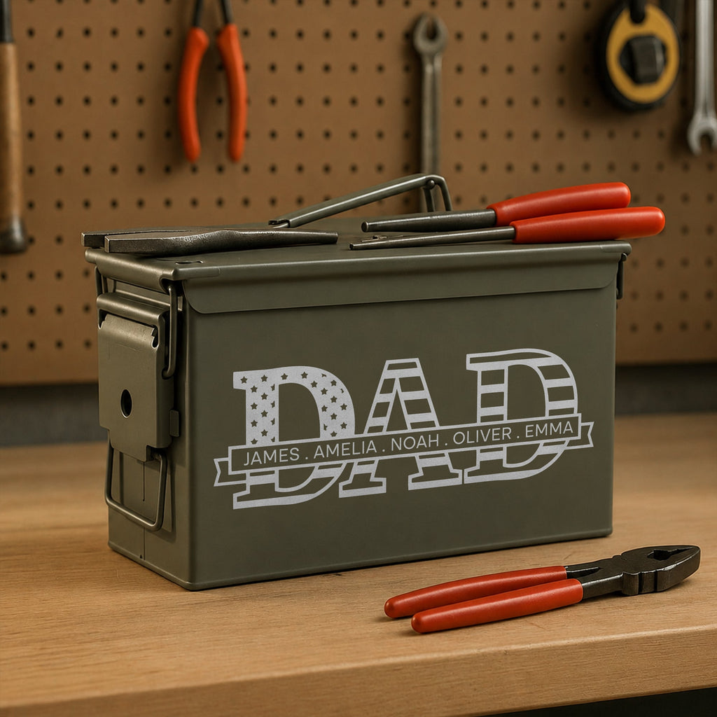 Personalized Dad Ammo Box Custom Name Gift for Father's Day HN590 - Ammo Box BCF fix GradoCreations